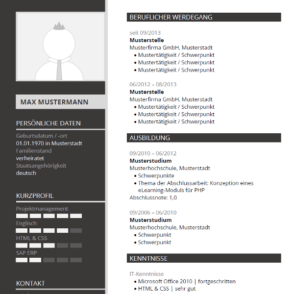 lebenslauf layout word